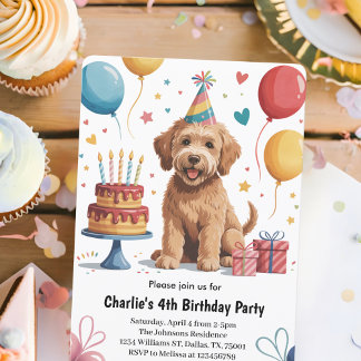 Niedlich Kids Welpe Hund 4. Geburtstag Party Einladung