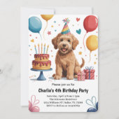 Niedlich Kids Welpe Hund 4. Geburtstag Party Einladung (Vorderseite)