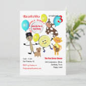 Niedlich Kinderzimmer Rhyme Cartoon Kindergeburtst Einladung (Stehend Vorderseite)