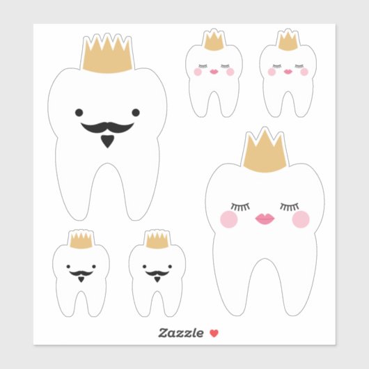 Niedlich King & Queen Teeth Aufkleber (Blatt)