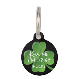 Niedlich Kiss Me I'm Irish Green Kleeblatt Haustiermarke