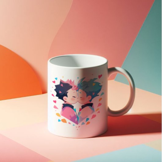 Niedlich Kissing Anime Boys Kaffeetasse