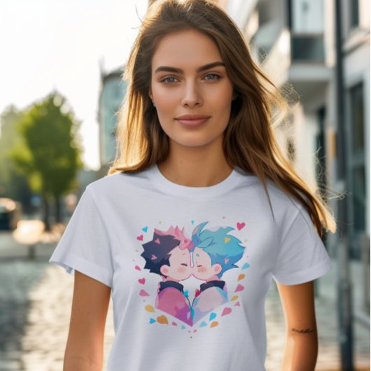 Niedlich Kissing Anime Boys T-Shirt