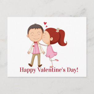Niedlich Kissing Couple Anpassbare Valentine Postkarte