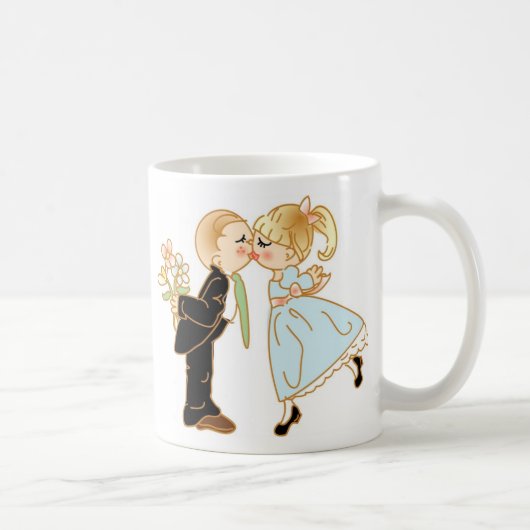 Niedlich Kissing Couple Kaffeetasse (Rechts)
