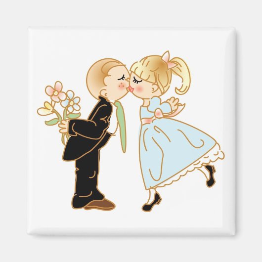 Niedlich Kissing Couple Magnet (Vorne)