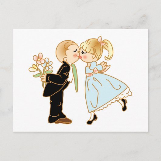 Niedlich Kissing Couple Postkarte (Vorderseite)