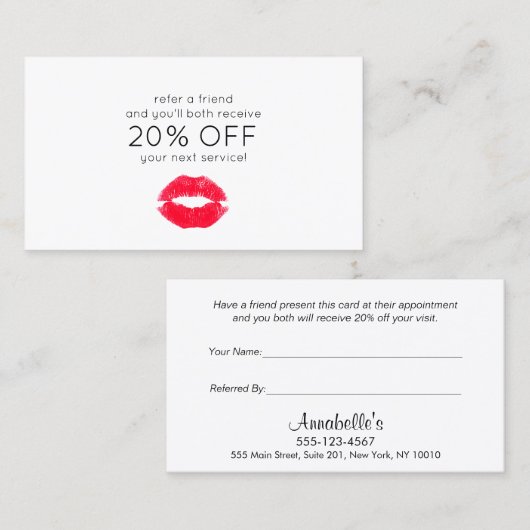 Niedlich Kissing Lips Kundenreferenz Empfehlungskarte (Vorne/Hinten)