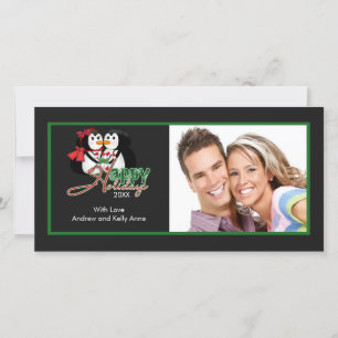 NIEDLICH Kissing Pinguine Frohe Weihnachtsfotokart Feiertagskarte