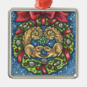 NIEDLICH KISSING SQUIRRELS UNTER MISTLETOE, ABER S ORNAMENT AUS METALL
