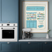 Niedlich Kitchen Illustration Blau Personalisierte Poster