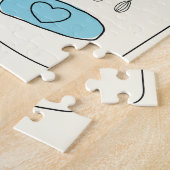 Niedlich Kitchen Illustration Blau Personalisierte Puzzle (Seite)