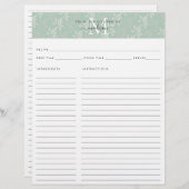 Niedlich Kitchen Monogram Aquamarin Floral Botanis (Vorne/Hinten)