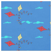 Niedlich Kite Blue Kids Pattern Stoff (Nahaufnahme)