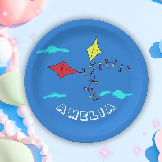 Niedlich Kites Red Yellow Name Kindergeburtstag Pa Pappteller