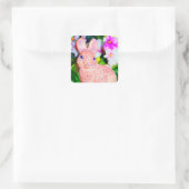 Niedlich Kitschy Bunny Rabbit Quadratischer Aufkleber (Tasche)