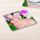 Niedlich Kitschy Bunny Rabbit Rechteckiger Pappuntersetzer (angewinkelt)