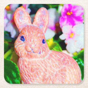 Niedlich Kitschy Bunny Rabbit Rechteckiger Pappuntersetzer