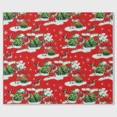 Niedlich Kitschy Retro Christmas Reindeer Geschenkpapier (Flach)