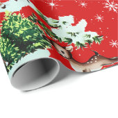 Niedlich Kitschy Retro Christmas Reindeer Geschenkpapier (Rolleneckpunkt)
