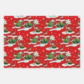Niedlich Kitschy Retro Christmas Reindeer Geschenkpapier Set (Vorderseite 3)