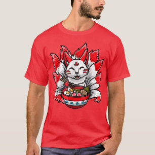 Niedlich Kitsune Ramen Bowl Japanisches Noodle Ani T-Shirt