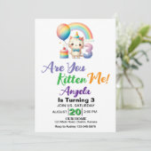 Niedlich Kitten 3. Geburtstag Party Einladung (Stehend Vorderseite)