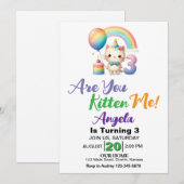 Niedlich Kitten 3. Geburtstag Party Einladung (Vorne/Hinten)
