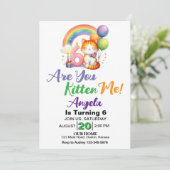 Niedlich Kitten 6. Geburtstagsparty Einladung (Stehend Vorderseite)