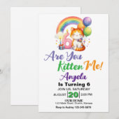 Niedlich Kitten 6. Geburtstagsparty Einladung (Vorne/Hinten)