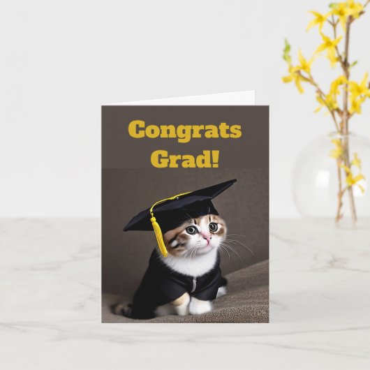 Niedlich Kitten Abschluss Karte (Gelbe Blume)