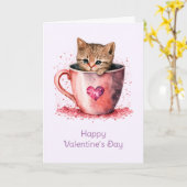 Niedlich Kitten am Valentinstag Karte (Gelbe Blume)