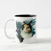Niedlich Kitten Artwork Zweifarbige Tasse (Links)