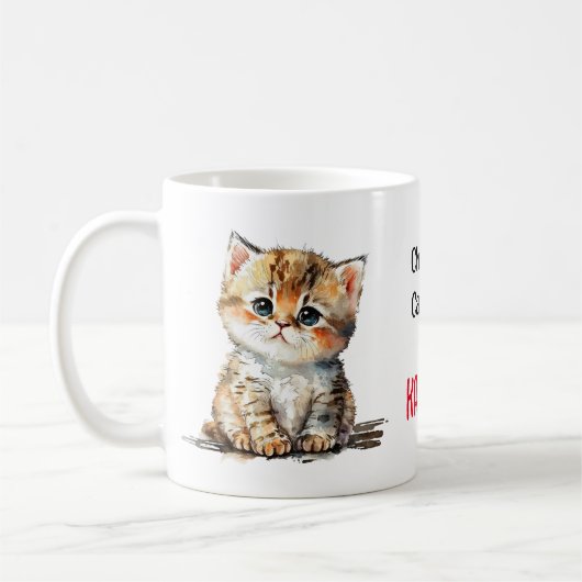 Niedlich Kitten auf einer kinderlosen Katze Lady f Kaffeetasse (Links)