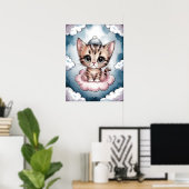 Niedlich Kitten auf einer Wolke - Adortable Wasser Poster (Heimbüro)