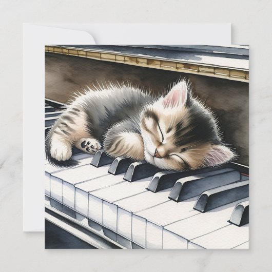 Niedlich Kitten auf Piano Keys Blank Karte (Vorderseite)
