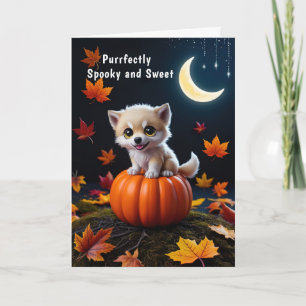 Niedlich Kitten auf Pumpkin Adorable Halloween Karte