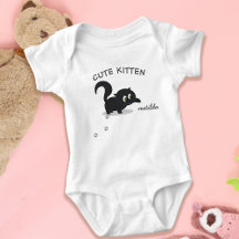 Niedlich Kitten Black Cat Girl Name Baby Bodysuit