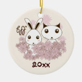 Niedlich Kitten Bunny Animal Friends Kinder Weihna Keramikornament (Vorne)