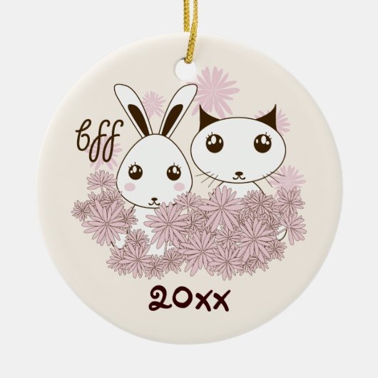 Niedlich Kitten Bunny Animal Friends Kinder Weihna Keramikornament (Vorne)