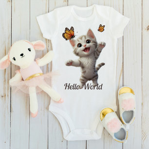 Niedlich Kitten Butterfells Hello World Baby Strampler