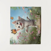 Niedlich Kitten Butterfells Hello World Wandteppich (Vorderseite)