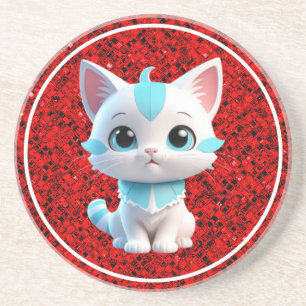 Niedlich Kitten Cartoon 3D Design-38063 Getränkeuntersetzer