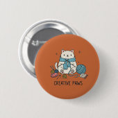 Niedlich Kitten Cartoon Line Garni Hobbies Art Button (Vorne & Hinten)