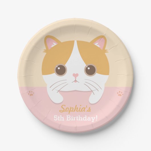 Niedlich Kitten Cat Birthday Party Paper Teller (Vorderseite)