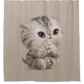 Niedlich Kitten Cat Kitty Cat Wasserfarbe Tan Dusc Duschvorhang (Vorderseite)