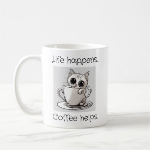 Niedlich Kitten Cat Life Happens Kaffee hilft Tass Kaffeetasse