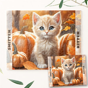 Niedlich Kitten Cat Pumpkin Herbst Individuelle Na Puzzle