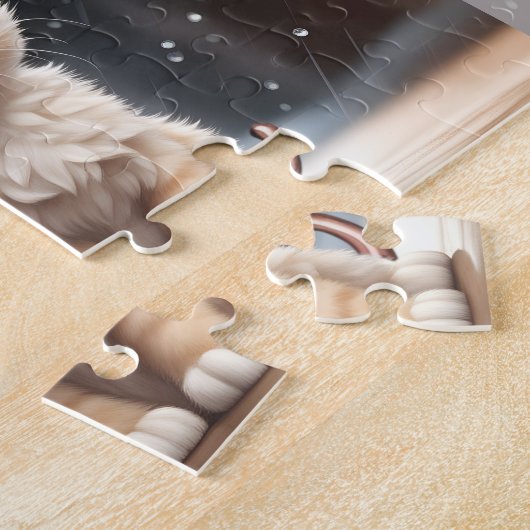 Niedlich Kitten Cat Umbrella Fall Rain Individuell Puzzle (Seite)