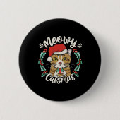 Niedlich Kitten Cat Weihnachtsmannmütze Meowy Catm Button (Vorderseite)